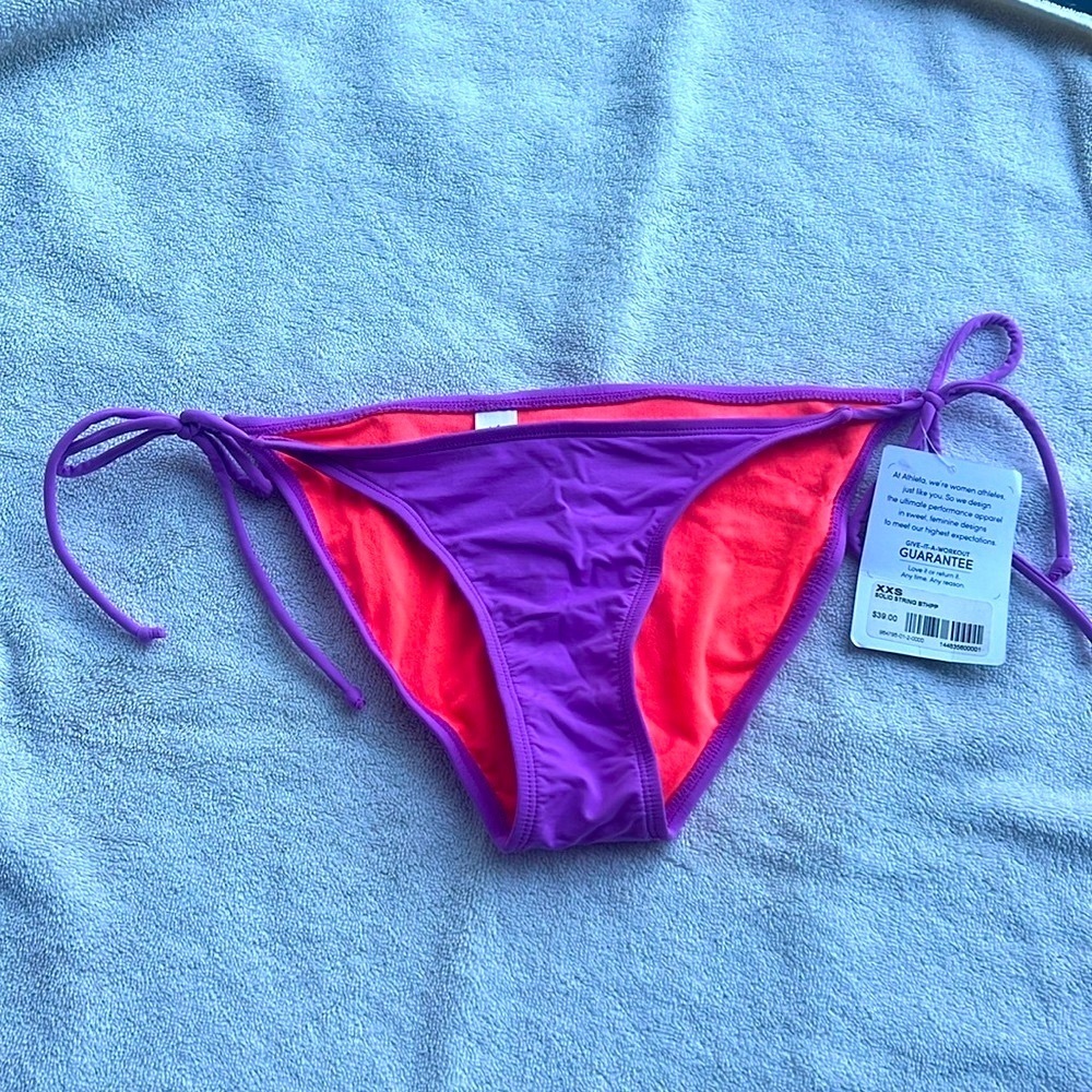 NWT ATHLETA Swim Suit Bottoms Solid String BTHPP Size XXS Lavender